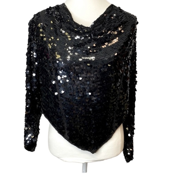 Vintage Oleg Cassini Silk Sequins Beaded Blouse - Picture 1 of 5